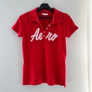 Y2K Aéropostale Embroidered Aero Logo Tee Red Size Large